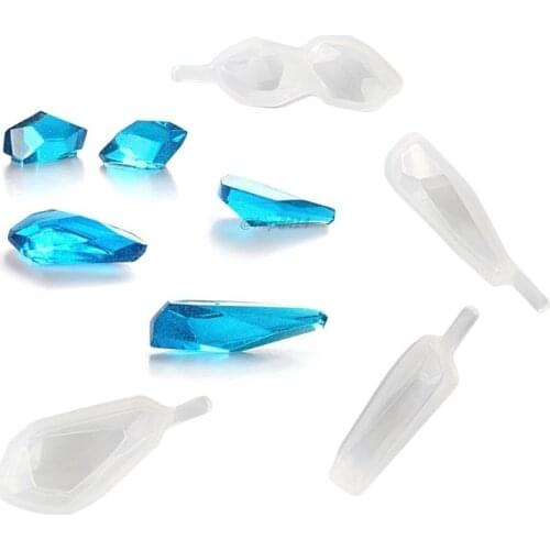 4Pcs Gem Crystal Silicone Resin Molds Earring Pendant Necklace Jewelry Tools