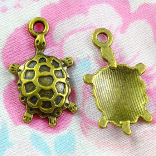50PCS 14*24MM Zinc Alloy Antique Bronze Plated tortoise Charms Pendants Metal Jewelry Findings Fit DIY