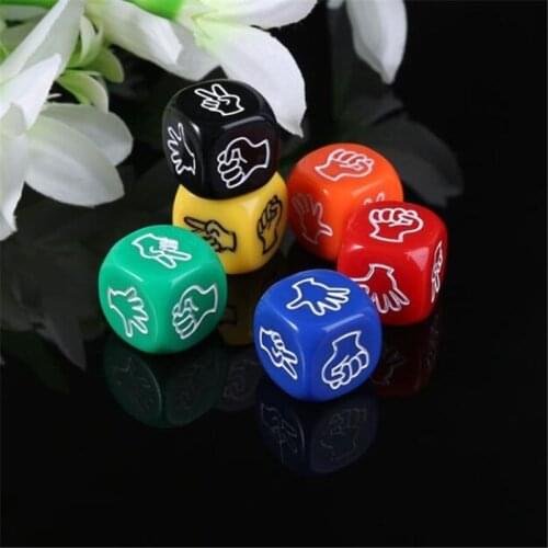 6pcs 6 Sided Dice D6 Dices Rock Paper Scissors Dice Kids Board Game Toys Prop Bar Party Game Dice Set