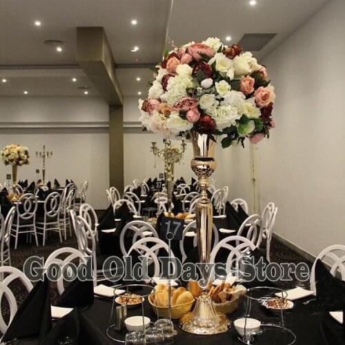 98cm Tall Gold or silver Metal Flower Vase Table Centerpiece For Wedding decoration 10pcs/lot