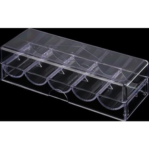 100 Chips Acrylic Storage Tray Case Container with Cover 8.26 x 3.14 x 2.28inch