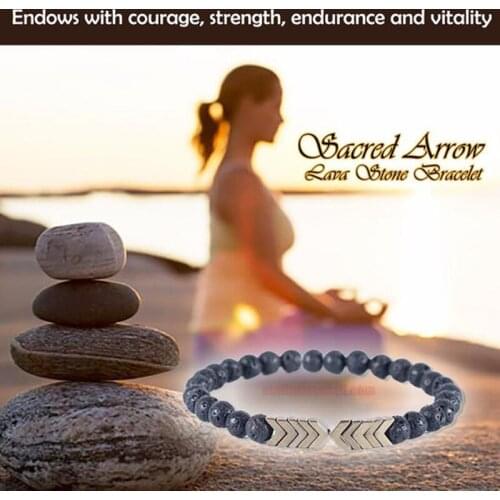 Sacred Arrow Lava Stone Bracelet Weight Loss Magnet Black Stone Magnetic Therapy Bracelet Anklet Weight Loss Product Health Care
