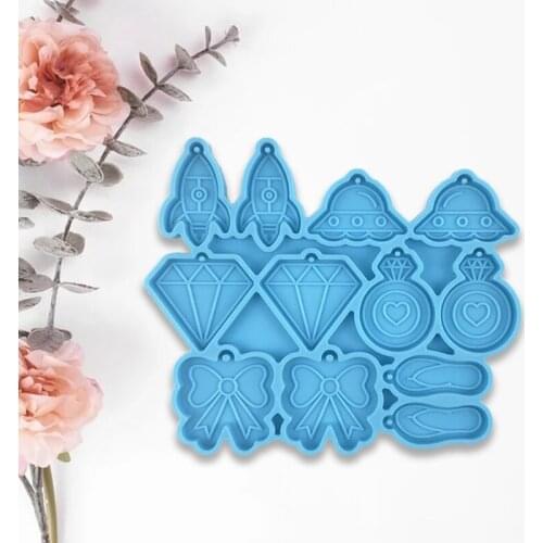 Rocket UFO Diamond Flip-flops Bowknot Shaped Earrings Epoxy Resin Mold