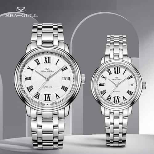 Seagull Watch Mens Automatic Mechanical Watch Simple Calendar Watch Business Formal Wear Watch Steel Band Watch 816.11.1027
