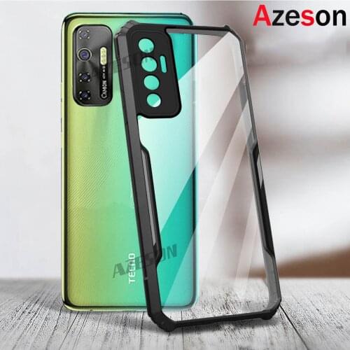 Azeson Case For Tecno Camon 17 Pro Shockproof Clear Thin Official Original Soft TPU Frame Acrylic Cover For Tecno Camon 17