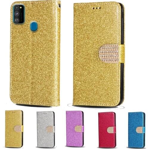 For Samsung M21 Luxury Glitter Diamond Flip Leather Wallet Phone Case For Samsung Galaxy M30s Phone cover card slot