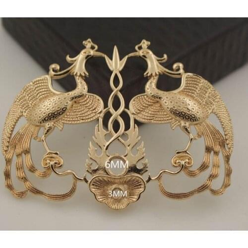 Filigree Phoenix Charms Settings Die Casting Metal Findings DIY fit 3mm 6mm Cameo Cabochon Base Retro Phoenix Coronet Making