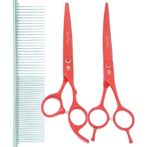 Purple Dragon 7 inch Straight Curved Cutting Dog Cat Hair Scissors Thinning Shears Pet Grooming Scissors Animal Tools B0031B