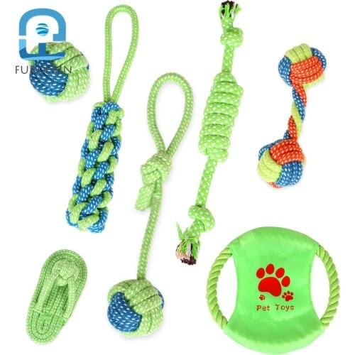 FURGERIN 7pcs/set cat toys interactive Chew Cotton Rope Dog Toy Bite Resist Dog Chew Knot Teeth Cleaning Toys for Cat Puppy Pet