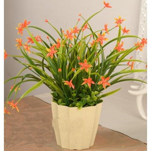 Artificial Small Star Flower With Vase PE Material Bouquet Manual For Decoration Plant Floresclassic Purple Star Flower