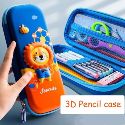Pencil Case Double Deck High Capacity 3D Pattern Dinosaur Pencil Case Boy Girl Multi-function Storage Stationery Waterproof