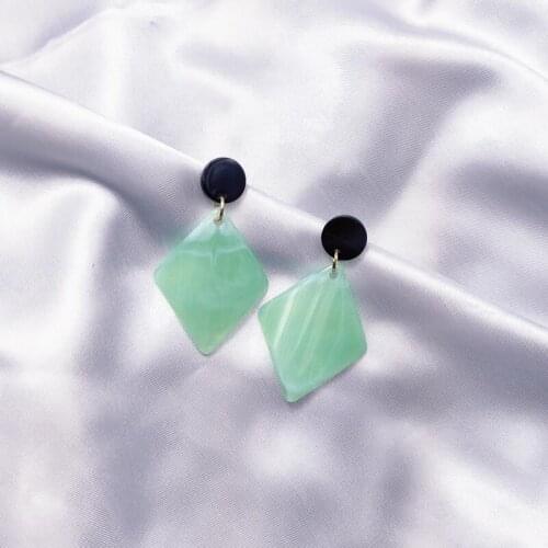 Korean Big Drop Earrings Sweet Resin Square Geometric Earrings For Women Trendy Pendant Dangle Statement Earring Fashion Jewelry