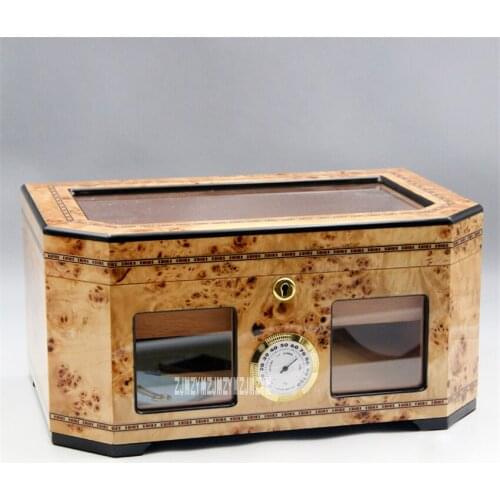 High Quality SGH-0032 Cigar Constant Humidity Box Large Capacity Cigar Humidor Solid Wood Cigar Box With Humidifier Hyrgrometer