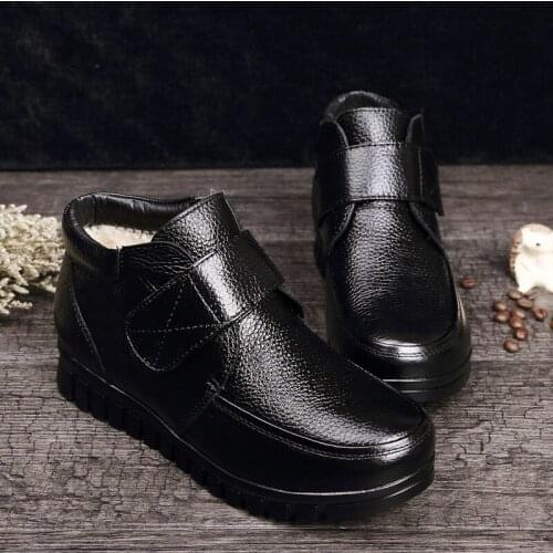 Nice Warm Shoes Winter Snow Boots Women Winter Nice Genuine Leather Platform Boots Ankle Women Winter Shoes Black Snowboots