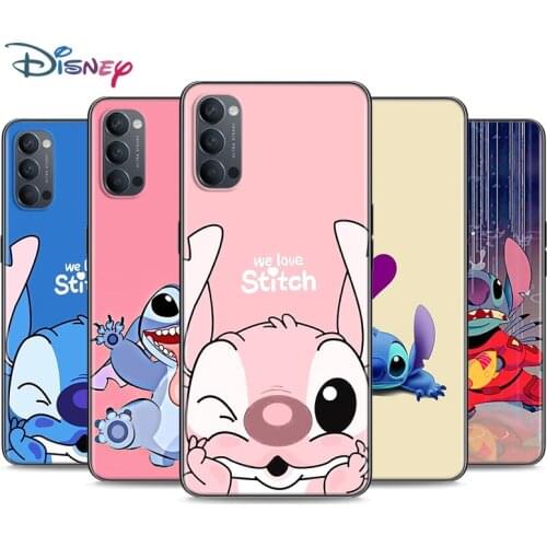 Cute Lilo Stitch Soft Black Silicone Cover For OPPO Reno 5 Pro+ 3 4 Lite F SE Z Pro 4G 5G Phone Case Shell