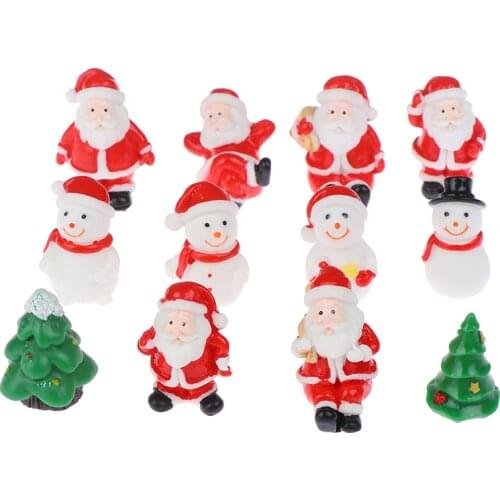 Santa Claus Snowman Tree Mini Resin Christmas Decoration Micro Landscape Model DIY Miniature Garden Figurines Home Decoration