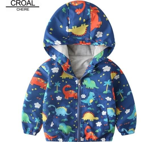 CROAL CHERIE Dinosaur Autumn Kids Boys Jacket Outerwear Coats Boys Kids Jacket For Girls Cartoon Car Printing Children Clothing