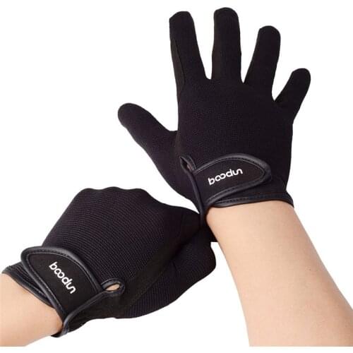 BOODUN Riding Gloves Wear-Resistant Non-Slip Velcro Breathable Equestrian Gloves Polo Racing Full-Finger Gloves