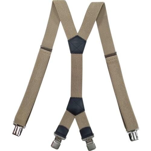 Mens Suspenders Heavy Duty Big Size X back with 4 Strong Clips Adjustable Elastic Trouser Braces Strap Belt Solid Color