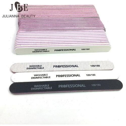 60Pcs Half Moon EVA Nail File Buffing Block UV 100/180 Washable Polishing Sandpaper Nail Buffer Manicure Pedicure Tool