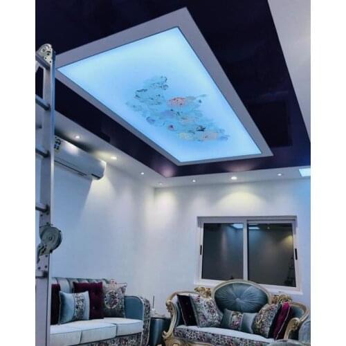 Flowers with white translcuent backgrou Printing Ceiling Film Translucent pvc ceiling film with lighting through