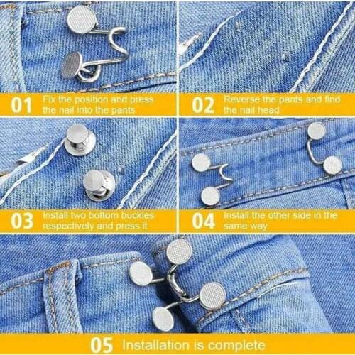 Nail-free Waist Buckle Adjustable Snap Button Adjust Waist Detachable Buckle Jeans Clothing Buckle Pants Button