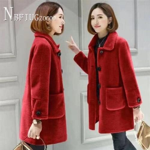 Fluff Women Coat Long Style 2020 Winter New Imitation Lambswool Faux Fur Female Overcoat