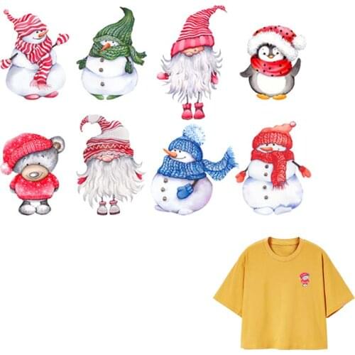 Christmas Animal Iron On Patches Heat Transfer Diy New Fashion T-Shirt Jeans Decoration Washable Patches For Backpack 8Pcs/Et