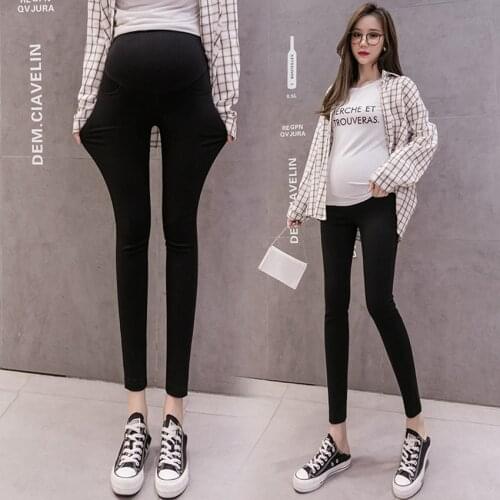 Pregnant womens feet pants spring and autumn nine-point pants rich satin leggings belly lift pants Slim fashion pregnant women