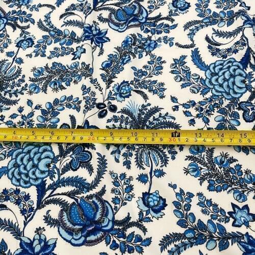 Blue And White Porcelain Mess Satin Fabric For Dress Tissus Au MÈTre Telas Por Metro Tissu Vestidos Sewing Tela Ткань хлопок Diy