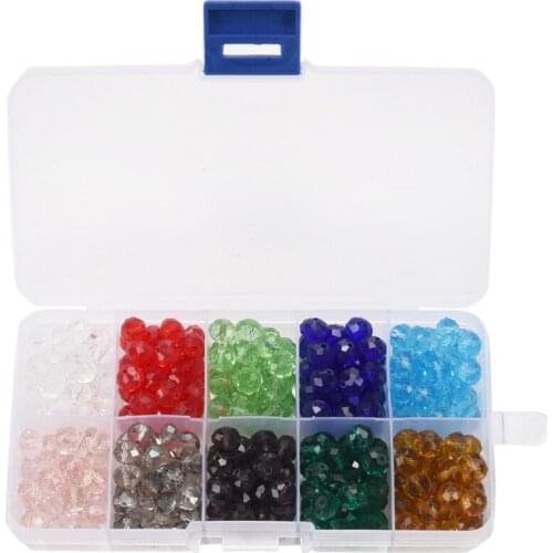 300 Pcs Glass Beads, 8mm 10 Color Faceted Beads Crystal Beads for Jewelry Making, DIY Beading Projects, Bracelets, Necklaces, Ea