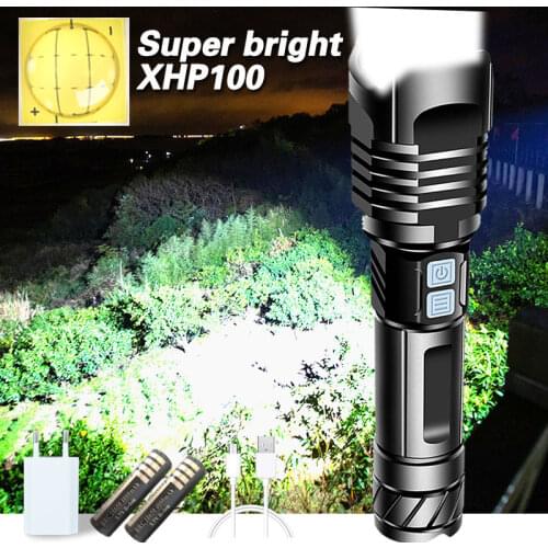 Super Bright XHP100 Powerful Led Flashlight Torch Xhp90 Tactical Flashlight Usb Rechargeable Flash Light 18650 26650 Led Lantern