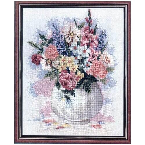 Fishxx Cross Stitch B061flowers[White vase]cotton thread and cloth , water-soluble,100% accurate,11CTembroidery
