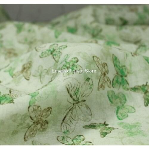 High-quality ramie printed fabric, new clothing summer, fine ramie small butterfly printing and dyeing fabric
