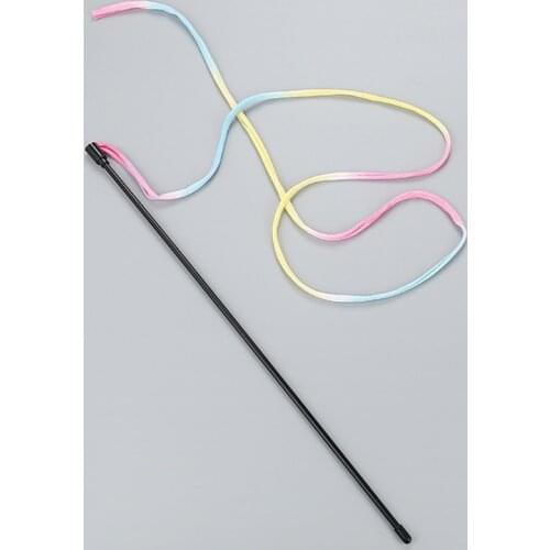 Funny Colorful Rod Wand Plastic Teaser Pet Toys Cats Interactive Stick Supplies W0YF