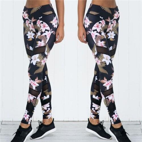 Peach Blossom Net Yarn Slim Tight Yoga Pants for Women 2021 Fashion Skin-friendly Breathable Quick Dry Running Sports Leggings