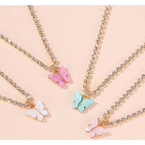 New Butterfly Necklace Women, Wild and Colorful Butterfly Clavicle Chain, Simple Butterfly Pendant