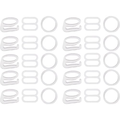 10 Sets Nylon Bra Strap Adjuster Bra Clips Slider Hooks O Ring Lingerie DIY Sewing Crafts for Bra Bathing Suits Garters