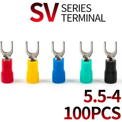 100PCS SV5.5-4 wire crimping terminal connector flat terminal crimping wire connector insulation and waterproof A.W.G 12-10