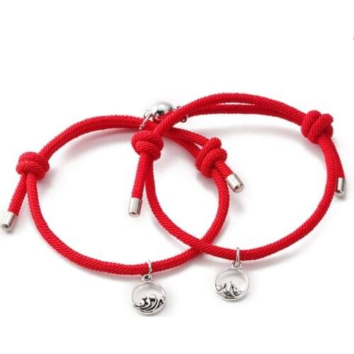 2Pcs 23Colors Minimalist Lovers Matching Friendship Bracelet Rope Braided Couple Magnetic Distance Bracelet Kit Lover Jewelry