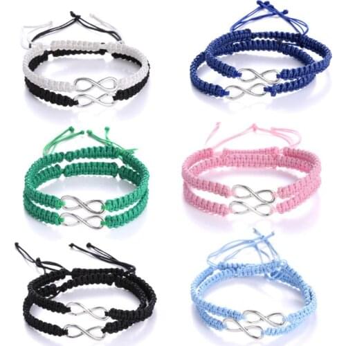 2Pcs Bohemian Lucky Kabbalah Infinity Love Figure 8 Friendship Bracelet Infinity Lovers Braided kit Fashion Jewelry N2UE