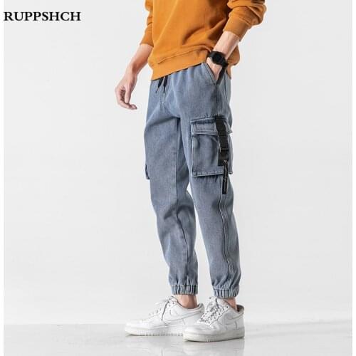 2021 Spring Autumn New Men Cargo Jeans Men Cotton Casual Fashion High Quality Cargo Pocket Plus Size Jeans Men Pants M-8XL