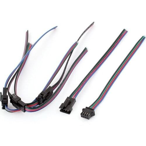 2Pin 3Pin 4Pin JST SM Male Female Plug Connector Cable Wire For WS2812B WS2812 WS2811 LED Strip Lamp Wire Quick Connectors