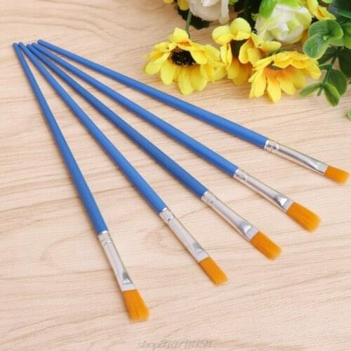 5Pcs Artist Nylon Hair Brush Flat Pointed Head Paint Gouache Set Oil Painting D18 20 Dropshipping