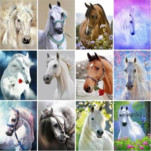 5D Diy Diamond Painting Embroidery Horse Full Round Square Drill Rhinestones Cross Stitch Animal Mosaic Picture Handmade Decor