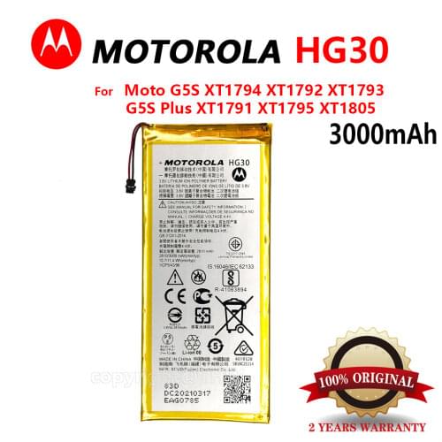 100% Original 3000mAh HG30 Battery For Motorola Moto G5S Plus Dual XT1791 XT1792 XT1793 XT1794 XT1795 Battery +Tracking number