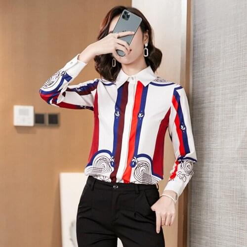 White Blouse Women Stripped blusas mujer de moda Long Sleeves Elegant blusas de mujer Spring Fall Casual Office Lady womens tops