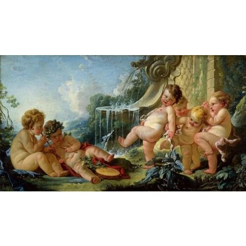 Free shipping classical religious baby angels water landscape canvas painting oil painting on canvas wall art decoration picture