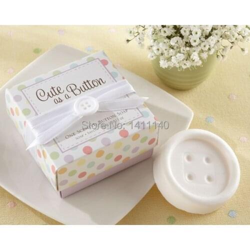 Free shipping wholesale "Cute As A Button" Scented Button Soap Baby Shower Wedding Favor Bomboniere gift