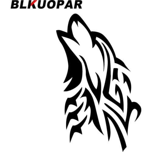 BLKUOPAR for Tribal Wolf Vector Car Stickers Sunscreen Decals Personality Air Conditioner Suitcase Waterproof Vinyl Car Wrap